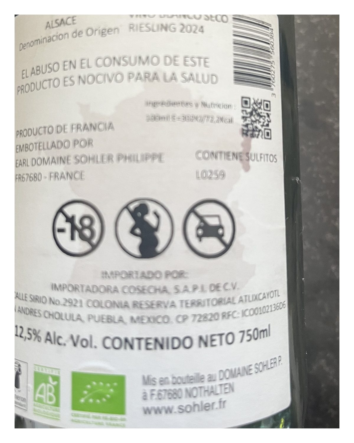 Sohler Riesling AOP Alsace 750ml - Image 3